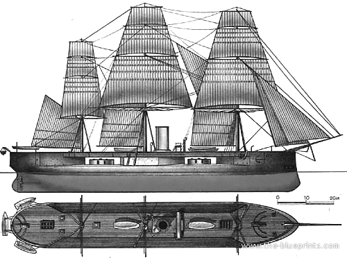 USSR ship Petr Velikiy (Battleship) (1870) - drawings, dimensions ...