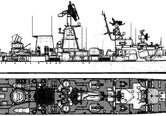 Крейсер СССР Project 1134BF Azov Berkut B Kara class Cruiser - чертежи, габариты, рисунки