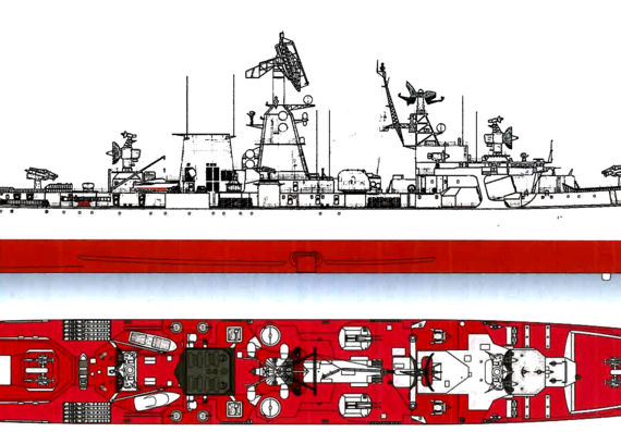 Эсминец СССР Project 1134B Berkut B Kara-class (Destroyer) - чертежи, габариты, рисунки