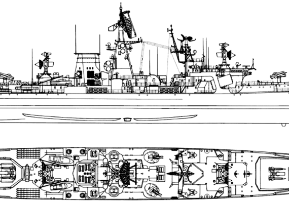 Крейсер СССР Project 1134B Nikolayev 1972 Berkut B Kara class Cruiser - чертежи, габариты, рисунки
