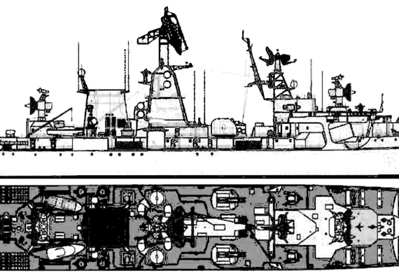 Крейсер СССР Project 1134B Petropavlovsk Berkut B Kara class Cruiser - чертежи, габариты, рисунки