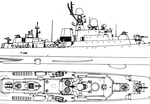 USSR submarine Project 1166.0 Gepard Class Small Anti-Submarine Ship 1 - drawings, dimensions, pictures