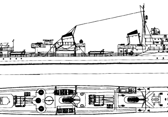 Эсминец СССР Project 45 Opytny-class Destroyer 1941 - чертежи, габариты, рисунки