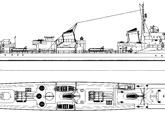 Эсминец СССР Project 45 Opytny-class Destroyer 1947 - чертежи, габариты, рисунки