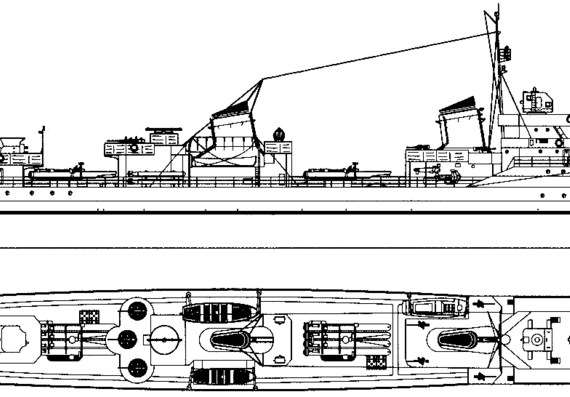 Эсминец СССР Project 45 Opytny 1947 (Destroyer) - чертежи, габариты, рисунки