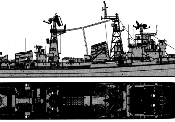 Эсминец СССР Project 61E Provorny Kashin-class Destroyer - чертежи, габариты, рисунки