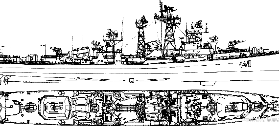 Эсминец СССР Project 61MP Smetlivy (Kashin-class Destroyer) - чертежи, габариты, рисунки