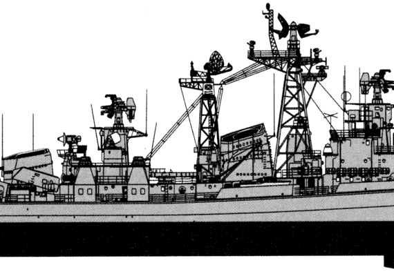 USSR destroyer Project 61M Sderzhanny Modified Kashin-class Destroyer - drawings, dimensions, pictures