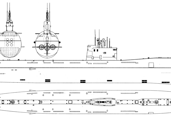 USSR submarine Project 641B Som (Tango-class Submarine) - drawings, dimensions, pictures