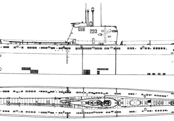 Подводная лодка СССР Project 641 Foxtrot-class Submarine - чертежи, габариты, рисунки