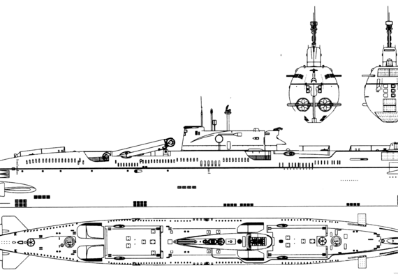Подводная лодка СССР Project 651 Juliett-class SSG Submarine - чертежи, габариты, рисунки