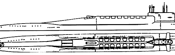Подводная лодка СССР Project 667BDRM Delfin Delta IV-class Submarine - чертежи, габариты, рисунки