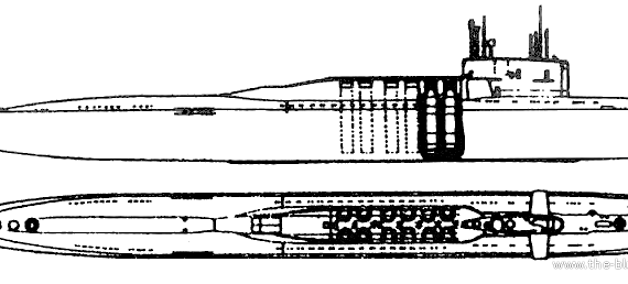 Подводная лодка СССР Project 667B Murena Delta I-class Submarine - чертежи, габариты, рисунки
