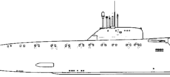 Подводная лодка СССР Project 670A Skat Charlie I-class Submarine - чертежи, габариты, рисунки