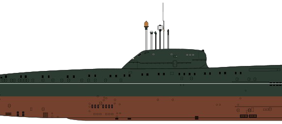Подводная лодка СССР Project 670M Chayka Charlie II-class Submarine - чертежи, габариты, рисунки