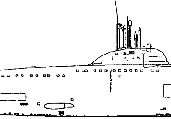 Подводная лодка СССР Project 671RTMK Shchuka Victor III-class Submarine - чертежи, габариты, рисунки