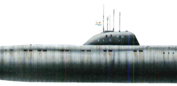 Подводная лодка СССР Project 671RTM Shchuka Victor III-class Submarine - чертежи, габариты, рисунки