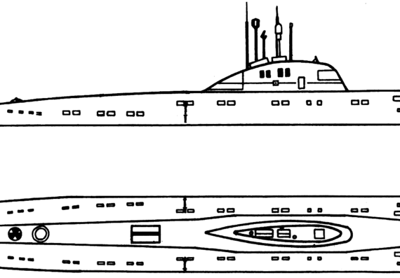 Подводная лодка СССР Project 671RT Semga Victor II-class Submarine - чертежи, габариты, рисунки