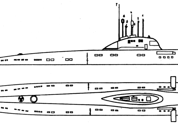 USSR submarine Project 671 Yersh Victor I-class Submarine - drawings, dimensions, pictures