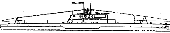 Подводная лодка СССР Project 6 D-3 Krasnogvardyeyets 1929 (Dekabrist-class Submarine) - чертежи, габариты, рисунки