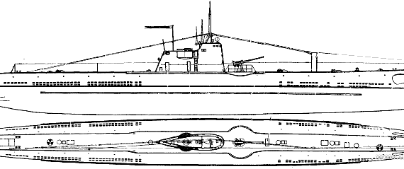 Подводная лодка СССР Project 6 D-3 Krasnogvardyeyets 1942 (Dekabrist-class Submarine) - чертежи, габариты, рисунки