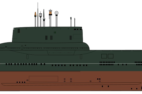 USSR submarine Project 941 Akula Typhoon-class Submarine - drawings, dimensions, pictures