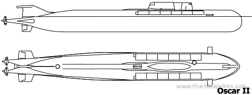 Корабль СССР Project 949A Antey - Oscar II SSBN - чертежи, габариты, рисунки