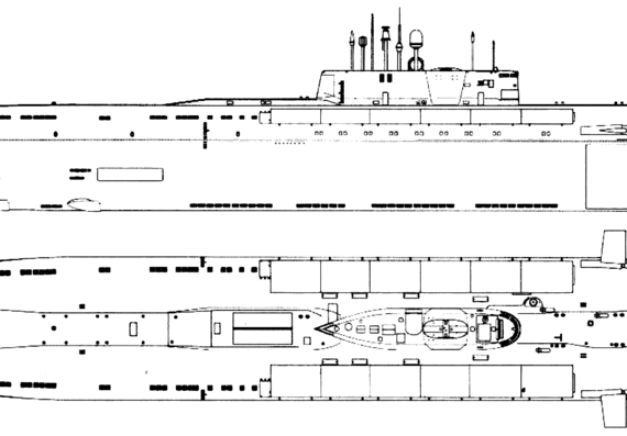 Подводная лодка СССР Project 949A Antey K-141 Kursk (Oscar II-class Submarine) - чертежи, габариты, рисунки