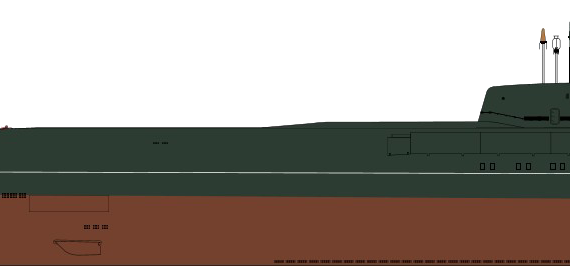 Подводная лодка СССР Project 949A Antey Oscar II-class Submarine - чертежи, габариты, рисунки
