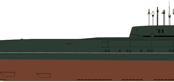 Подводная лодка СССР Project 949 Granit Oscar I-class Submarine - чертежи, габариты, рисунки