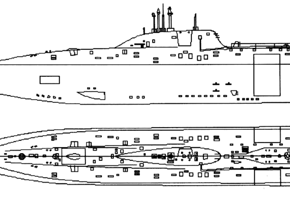 Подводная лодка СССР Project 971 Bars Akula-class Submarine - чертежи, габариты, рисунки