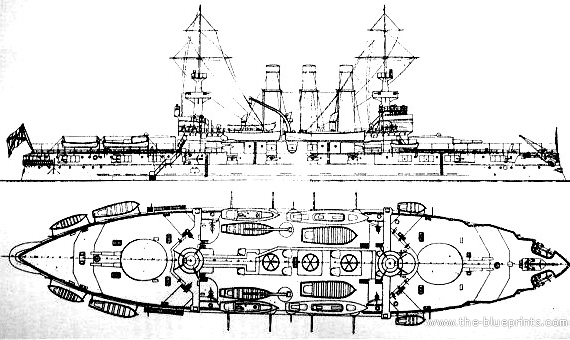 USSR warship Retvizan (1898) - drawings, dimensions, pictures