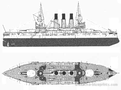 USSR destroyer Retvizan (IJN Hizen) (1905) - drawings, dimensions, pictures