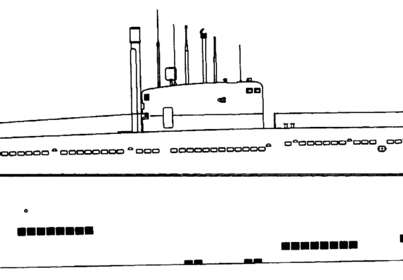 Подводная лодка СССР S-99 Project 617 Submarine - чертежи, габариты, рисунки