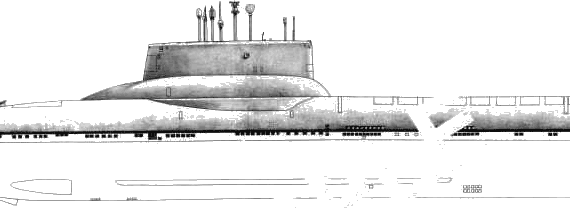 Подводная лодка СССР SSBN Typhoon (Akula) - чертежи, габариты, рисунки