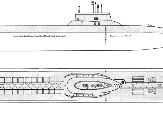 Боевой корабль СССР SSBN Typhoon Class - чертежи, габариты, рисунки