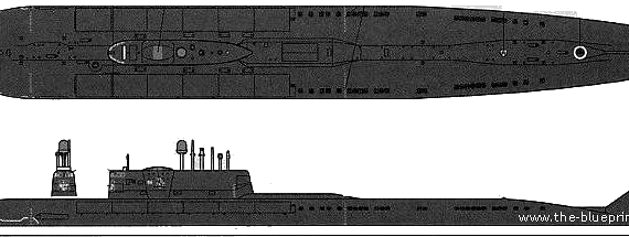 USSR submarine SSGN Kursk (Oscar II Class) - drawings, dimensions, pictures