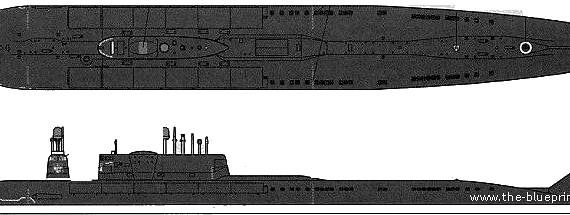 Подводная лодка СССР SSGN Omsk (Oscar II Class) - чертежи, габариты, рисунки