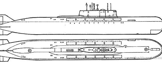 Подводная лодка СССР SSGN Oscar II Class Kursk - чертежи, габариты, рисунки