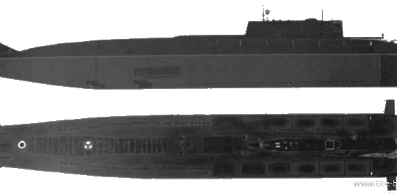 Подводная лодка СССР SSGN Oscar II Class Kursk K-141 - чертежи, габариты, рисунки