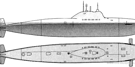 Подводная лодка СССР SSN Alpha Class - чертежи, габариты, рисунки