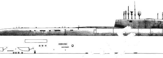 Подводная лодка СССР SSN Oscar II - чертежи, габариты, рисунки