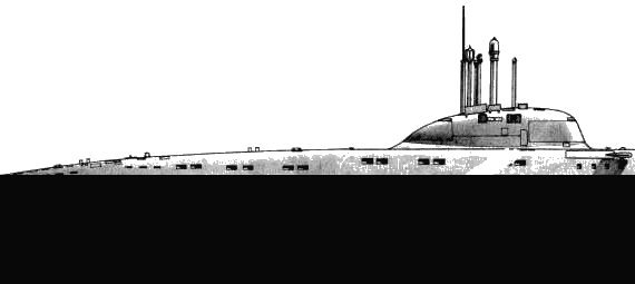 Подводная лодка СССР SSN Victor I - чертежи, габариты, рисунки