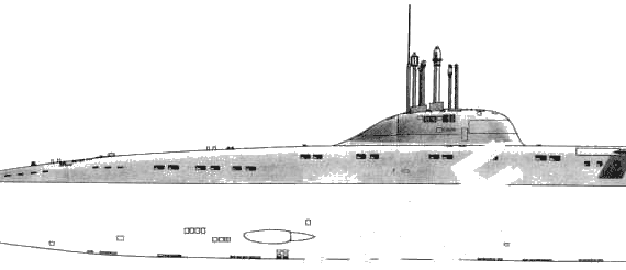 Подводная лодка СССР SSN Victor II - чертежи, габариты, рисунки