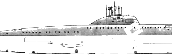 Подводная лодка СССР SSN Victor III - чертежи, габариты, рисунки