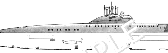 Подводная лодка СССР SSN Victor IV - чертежи, габариты, рисунки