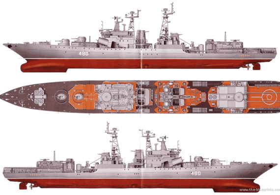 Корабль СССР Severomorsk (Destroyer) - чертежи, габариты, рисунки