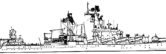 Боевой корабль СССР Slava Class - чертежи, габариты, рисунки
