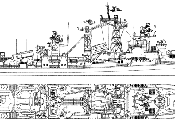 Корабль СССР Slavny (Kashin Class Project 61M Destroyer) (1965) - чертежи, габариты, рисунки