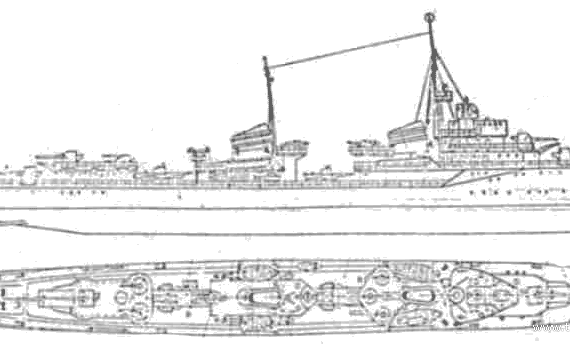 Эсминец СССР Storozhevoy (Destroyer) (1940) - чертежи, габариты, рисунки